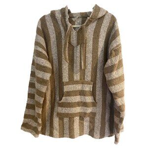 Vintage Striped Baja Hoodie in Brown and Cream